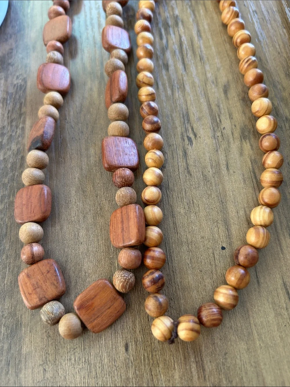 Handcrafted Wooden Bead Statement Necklaces in Warm Brown